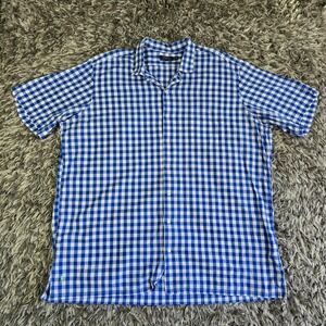 Polo Ralph Lauren Mens 3XLT Blue Gingham Check Short Sleeve Button Shirt Cotton